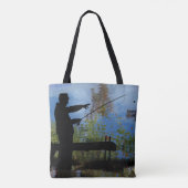 Ouder Man Gevist Silhouette Canvas tas (Achterkant)