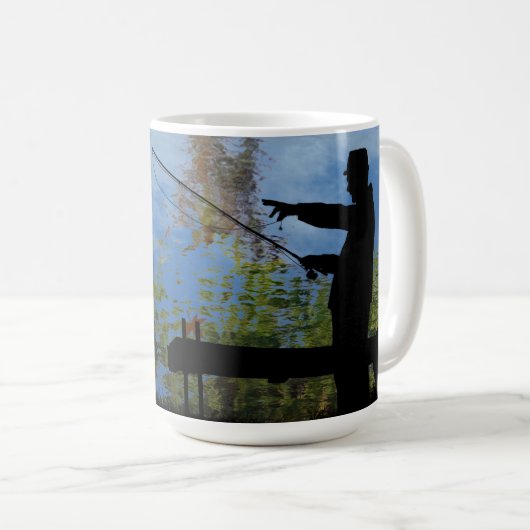 Ouder Man Vist Mok pensioenkoffie (Voorkant rechts)