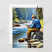 *~* Ouder Man Vist Stream AP49 Stream Briefkaart (Voorkant / Achterkant)