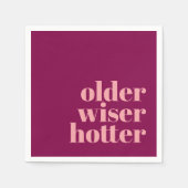 Ouder Wiser Hotter Bold Paarse Roze Verjaardag Servet (Voorkant)