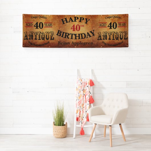 Ouderdom, Antiek en  40e verjaardag 🎈 ontwerp Spandoek (Insitu)