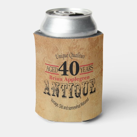 Ouderdom, Antiek, gerijpt en 40e verjaardag Blikjeskoeler (Blikje Achterkant)