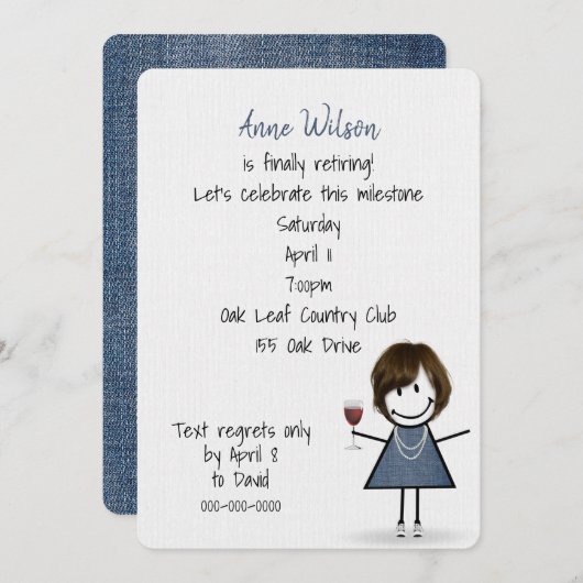 Ouderdomsmeisje met wijnglas kaart (Voorkant / Achterkant)