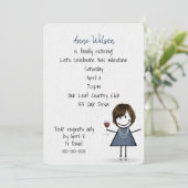 Ouderdomsmeisje met wijnglas kaart (Staand voorkant)