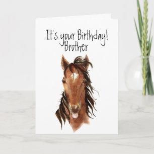Oudere Broeder Birthday Horse Stikking Out Tongue Kaart