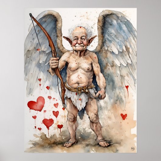 Oudere Cupido Valentijn Poster (Voorkant)