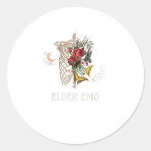 Oudere Emo Grappige Gothische Oudere Gotische Cott Ronde Sticker