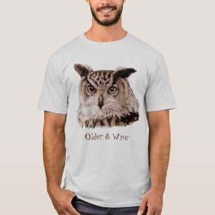 Oudere en wijzer-uil t-shirt