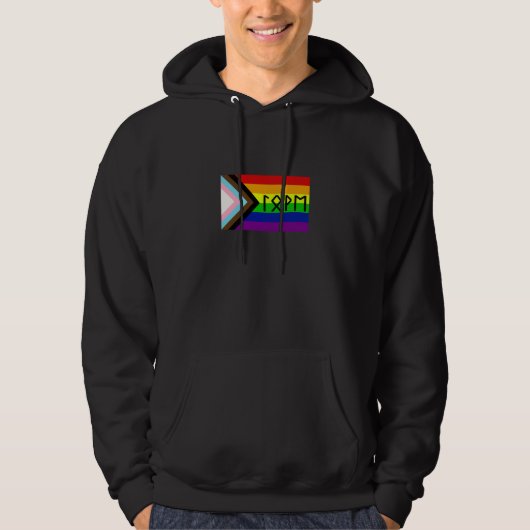 Oudere Futhark Liefde Progressieve Pride Vlag Hoodie (Voorkant)