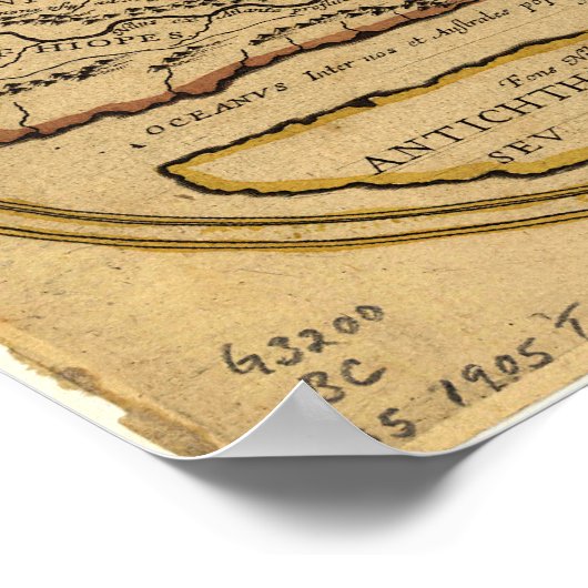 Oudere kaart van de wereld - onbekende datum poster (Hoek)