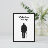 Oudere Man Walking Black Silhouette Tekening Art Briefkaart (Staand voorkant)