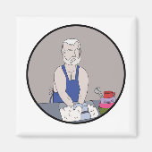 Oudere mannen die de vaat wassen magneet (Voorkant)