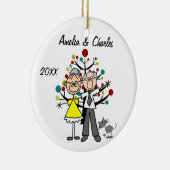 Oudere paar met Cat Custom Holiday Ornament (Rechts)