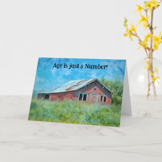 Oudere Persoon heeft een mooie oude barn met bloem Kaart (Gele Bloem)