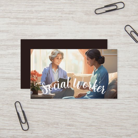 Oudere sociale assistent visitekaartje (Voorkant / Achterkant in situ)