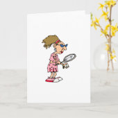 Oudere tennisvrouw kaart (Gele Bloem)