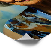 Oudere vrouw en blauwe vlinders poster (Hoek)