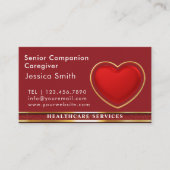 Oudere Zorgverlener Moderne Rode Hart Medisch Visitekaartje (Voorkant)