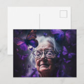 Ouderen en Paarse butterflies Briefkaart (Voorkant / Achterkant)