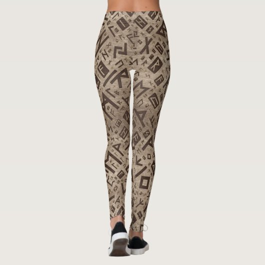 Ouderen - Futhark Pattern Gold omhuld op hout Leggings (Achterkant)