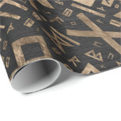 Ouderen - Futhark Pattern Gold op Black Wood 2 Cadeaupapier (Rol Hoek)