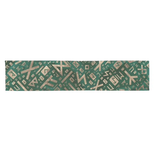 Ouderen - Futhark Pattern Gold op Malachite #1 Korte Tafelloper (Horizontaal)