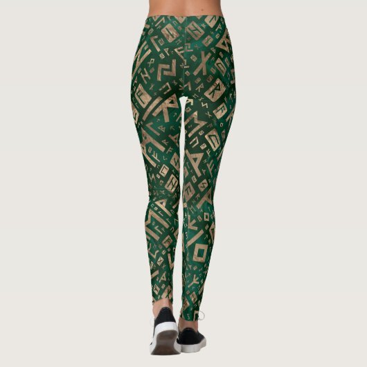 Ouderen - Futhark Pattern Gold op Malachite #1 Leggings (Achterkant)