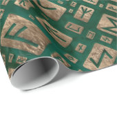 Ouderen - Futhark Pattern Gold op Malachite #2 Cadeaupapier (Rol Hoek)