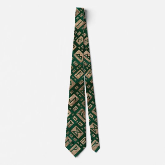 Ouderen - Futhark Pattern Gold op Malachite #2 Stropdas (Voorkant)