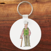Ouderen Man met een loopknop Sleutelhanger (Voorkant)