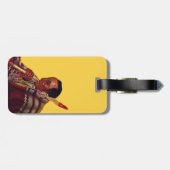 Ouderen Native American Peace Pipe op Yellow Bagagelabel (Achterkant horizontaal)