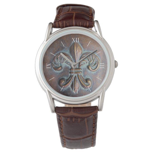 Ouderenblik Fleur de Lis Horloge (Voorkant)