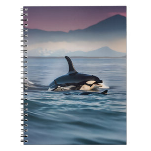 Ouderlijk geluk: mama- en baby-orca's in de oceaan notitieboek