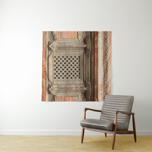 Ouderlijk venster op de Nasal Chowk Courtyard van  Wandkleed (In Situ (horizontaal))