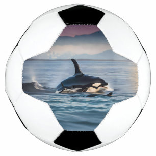 Ouderlijke gelukzaligheid: mummie en Baby orka's i Voetbal