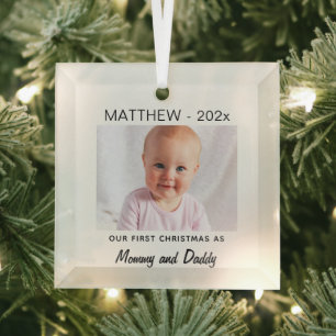 Ouders 1e Kerstmis, Baby Foto Keepsake Glas Ornament