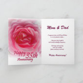 OUDERS - 35ste huwelijksverjaardag met roze roos Kaart (Binnen)