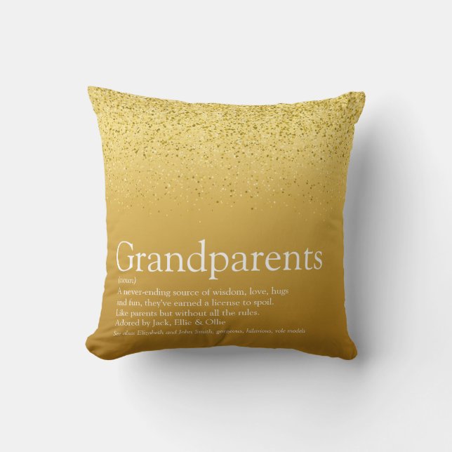 Ouders Definitie Goud Glitter Leuk Glam Kussen (Voorkant)