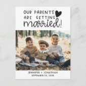 Ouders die gehuwde kinderen krijgen foto-opslagdat aankondigingskaart (Voorkant)