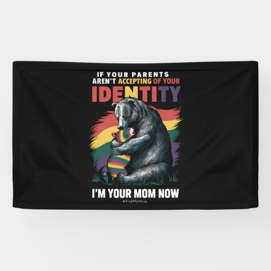 Ouders die me nu accepteren dat je moeder Beer Hug Spandoek (Horizontaal)