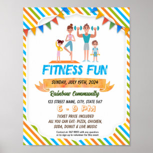 Ouders en Kinder fitness plezier nacht flyer poste Poster