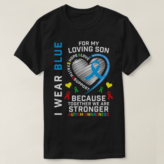 Ouders mam Pap Heart Puzzle Draag Blauwe Zoon Auti T-shirt (Design voorkant)