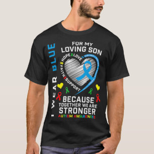 Ouders mam Pap Heart Puzzle Draag Blauwe Zoon Auti T-shirt