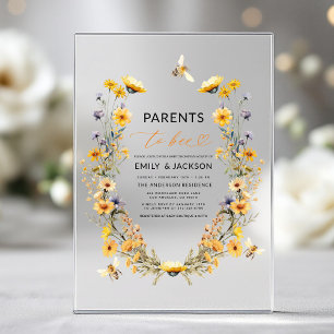 Ouders naar Bee Wildflower Couples Baby shower Acryl Uitnodigingen