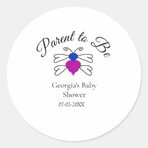 Ouders te zijn blauw roze baby shower honingbij te ronde sticker