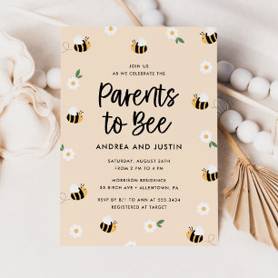 Ouders van Bee Bumblebee Floral Baby shower Kaart
