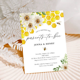 Ouders van Bee, Honey Bee & Daisies Baby shower Kaart