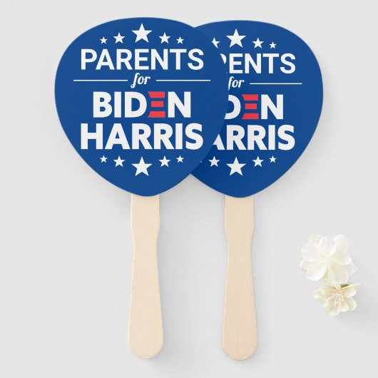 Ouders voor Biden Harris Custom Text Blue Handwaaier (Voorkant en achterkant)