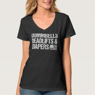 Ouderschap Quote Gym American Flag Dumbbells Deadl T-shirt