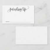 Ouderschap Tip Jar Kaarten, Minimalistisch advies  Informatiekaartje (Voorkant / Achterkant)